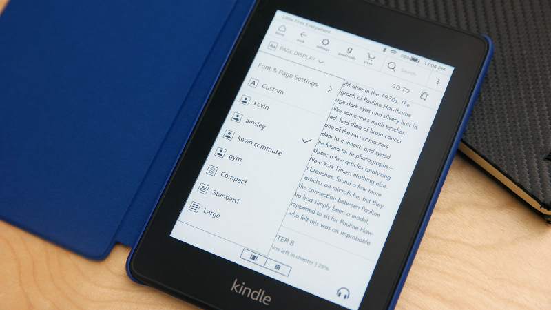 The new Font and Page settings menu makes it easy to quickly switch between various profiles.